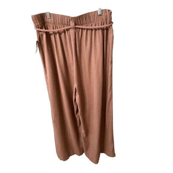Falls Creek Women Wide Leg Pants Hi Rise Brown Linen Blend  Large - Picture 3 of 7